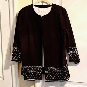 NEW Linnea by Louis Dell' Olio Dressy Black Decorated Cardi Jacket, Small NWT